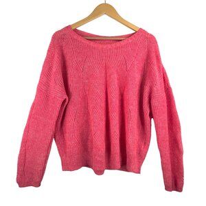 Anthropologie wool blend Keely pink sweater relaxed preppy 90s sz M